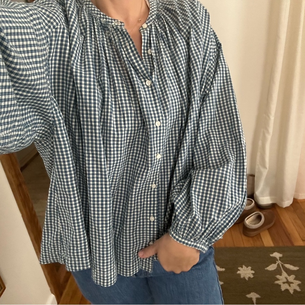 TRADED Jane Blouse - blue gingham